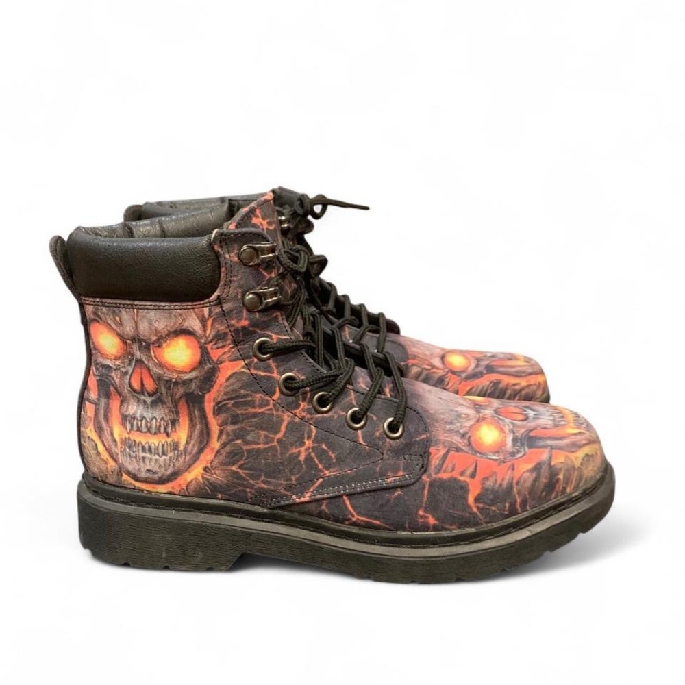 Skull Print Combat Boots